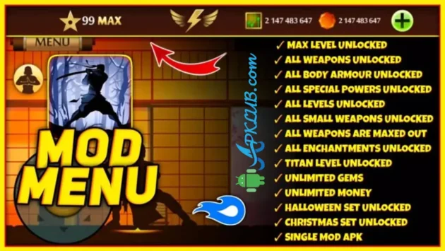 shadow fight 2 mod apk unlimited everything & max level