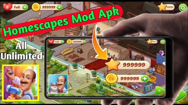 Homescapes Mod Apk unlimited stars and coins
