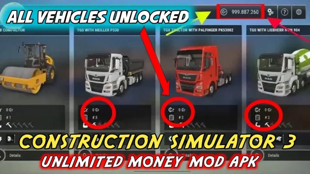 Construction Simulator 3 Mod Apk All Vehicles Unlocked